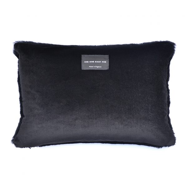 Sheepskin Cushion Bolster Black Back ONE NINE EIGHT FIVE