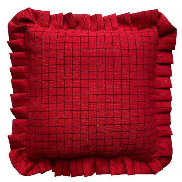Martha Cushion Red Check Front 45x45cm Website
