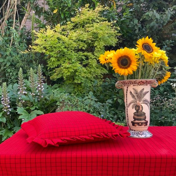 Martha cushion Ava TableCloth Red Table Sunflowers One Nine Eight Five Website