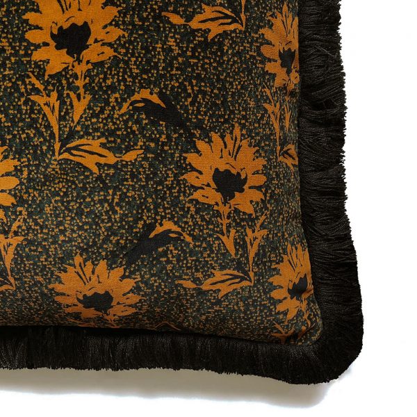 Flora Fringe Cushion Ochre Detail One Nine Eight Five Website