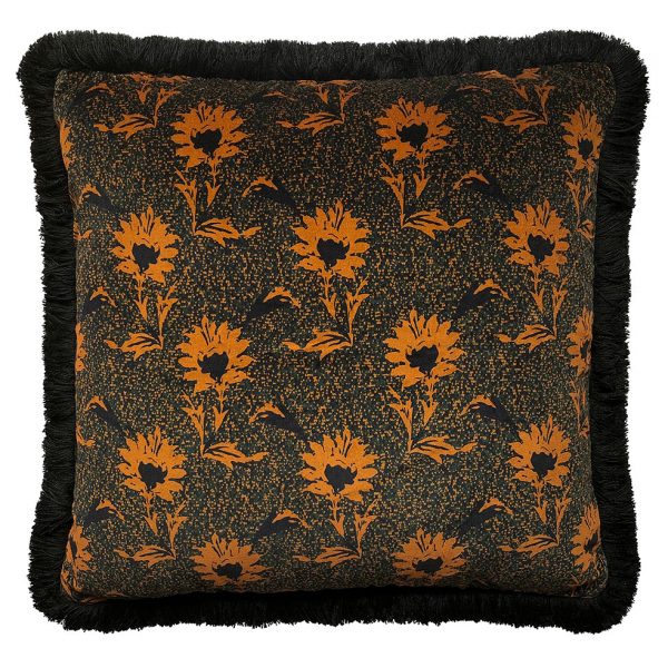 Flora Fringe Cushion Ochre One Nine Eight Five Website