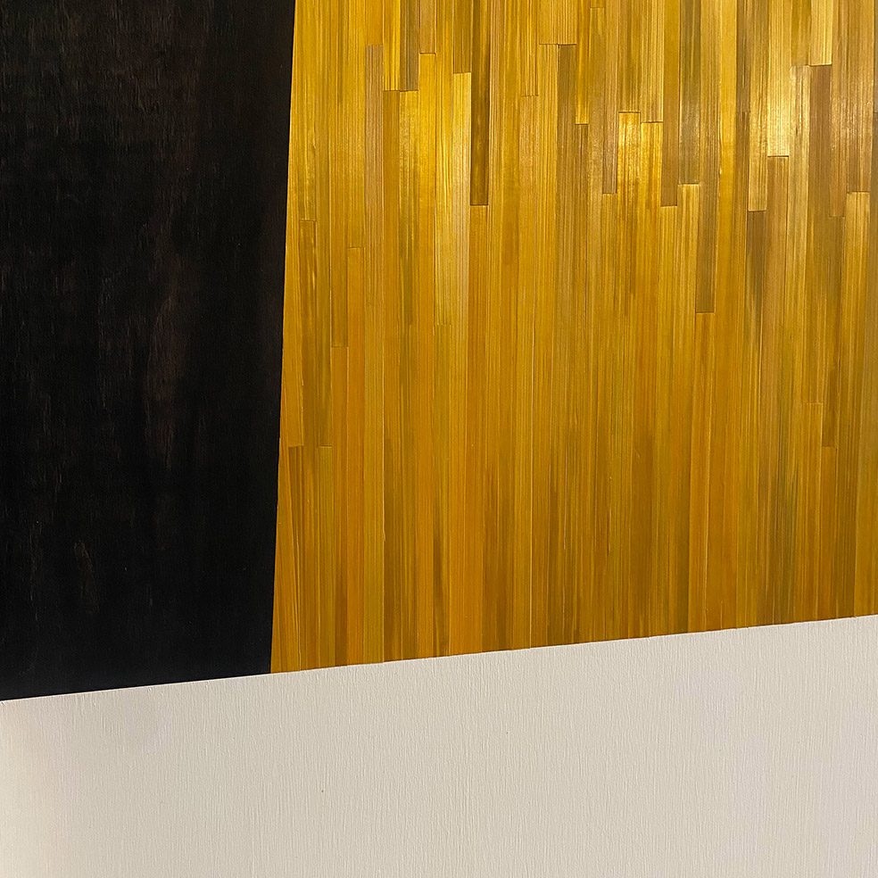 Rye straw marquetry detail on the Eltham Screen